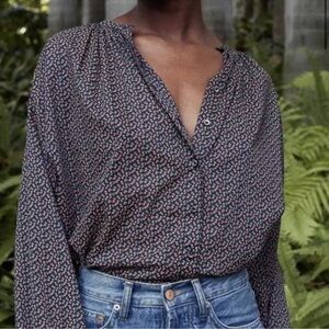 Doen Navy Bisou Floral Jane Top